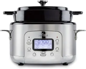 10942226833 All-clad 5 Quart 7-in-1 Electric Slow Cooker Stainless Steel And Cast Iron 1200w