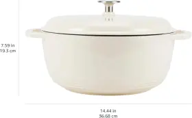Amazon 114129820637 Cast Iron Dutch Oven Pot With Lid Enameled Round Dual Handles 7.3-quart White #3