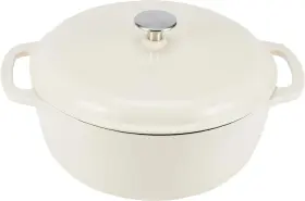 Amazon 114129820637 Cast Iron Dutch Oven Pot With Lid Enameled Round Dual Handles 7.3-quart White