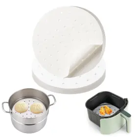 Xf0120 Amzlysdok 100 Pcs Non-stick Bamboo Steamer Paper 10 Inch Round Liners With Holes 100pcs