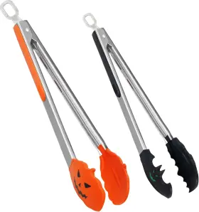 Cl-01-12sl-gjwsng Andgeloo Kitchen Tongs Bat 9&apos &apos And Pumpkin 12&apos Black/orange