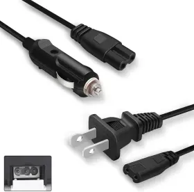 24-01-3pc Andvon Electric Lunch Box Power Cord 12/24v V-type Angle Car Use Cable 110v B Black