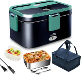 24-704-yy-g Andvon 80w Fast Heating Electric Lunch Box For Men-1.8l Large-capacity Blue Green