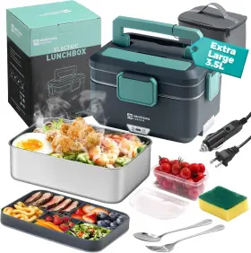 Kxd-698 Annie & Mia Design And Electric Lunch Box For Adults 90w 3.5l 2-layer Green