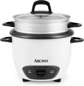 Aroma 021241007436 Rice Cooker And Food Steamer 6-cup Cooked 3-cup Uncooked Pot Style