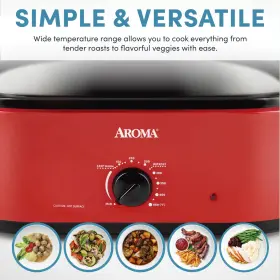 Aroma 021241017183 18 Quart Roaster Oven With Self-basting Lid Fits 22-lb. Turkey Adjustabl #3