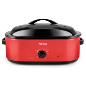 Aroma 021241017183 18 Quart Roaster Oven With Self-basting Lid Fits 22-lb. Turkey Adjustabl