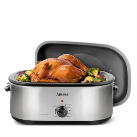 Aroma 021241407205 20 Quart Roaster Oven With Self-basting Lid Fits 24-lb. Turkey Adjustable Te #2 Aroma 021241407205 20 Quart Roaster Oven With Self-basting Lid Fits 24-lb. Turkey Adjustable Te #2