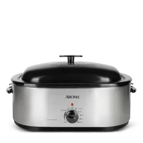 Aroma 021241407205 20 Quart Roaster Oven With Self-basting Lid Fits 24-lb. Turkey Adjustable Te Aroma 021241407205 20 Quart Roaster Oven With Self-basting Lid Fits 24-lb. Turkey Adjustable Te