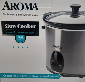 Asc-503s Aroma New 3 Quart Slow Cooker Stainless Steel And Ceramic Electric Crock Pot #2