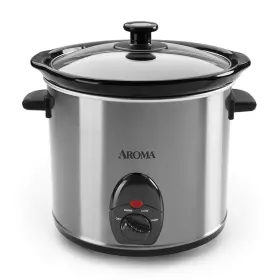 Asc-503s Aroma New 3 Quart Slow Cooker Stainless Steel And Ceramic Electric Crock Pot