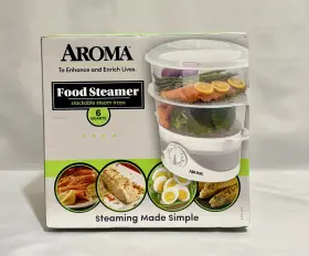 Afs-410 Aroma Coffee Food Steamer 6-quart Bpa-free -stackable Trays Timer Healthy Cooking