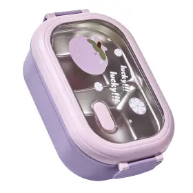 Aunmasrdkns653zy-13 Aunmas Stainless Steel Lunch Box 2 Compartment Metal Containers Purple