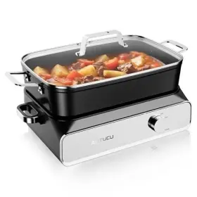 N21na Autucu 10 Quart Slow Cooker Large Family Crock Pot Pfoa-free Ceramic Black