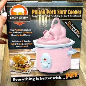 Bnb-1pp Bacon Nation Pulled Pork Slow Cooker Sliders Pig Lovers Super Cute New