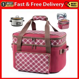 Bagsprite 744110841831 Double Layer Slow Cooker Carrier Bag Fits 6 8 Quart Oval Compatibl