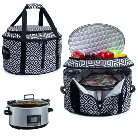 Bagsprite Double510-cross Double-layer Slow Cooker Carrying Case Compatible With 6-8 Quart Crockpot Car