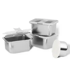 Bak25051 Bakpoco Stainless Steel Snack Lunch 300 Ml/12 Oz - 3packs 4-1 Silver