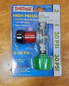 7850 Bayou Classic High Pressure Regulator/control Valve Features 0-30-psi