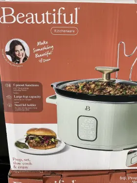 19164 Beautiful 6 Quart Programmable Slow Cooker Green Sesame By Drew Barrymore