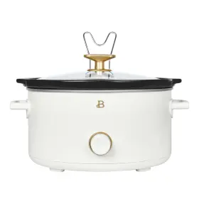 19973 Beautiful 8 Quart Manual Slow Cooker Removable Ceramic Pot 3 Heat Settings Steel