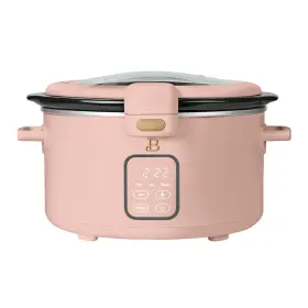 29276 Beautiful 4 Quart Digital Slow Cooker With Hinged Locking Lid Rose
