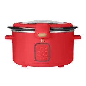 29277 Beautiful Stylish 4- Quart Programmable Slow Cooker By Drew Barrymore With Touch Display Red