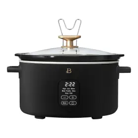 Beautiful 829486191107 Stylish 6- Quart Programmable Slow Cooker By Drew Barrymore With 3 Heat Settings Black