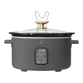Beautiful 829486193187 Stylish 6- Quart Programmable Slow Cooker By Drew Barrymore With 3 Heat Settings Gray
