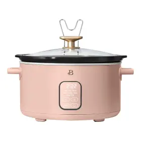 Beautiful 829486193286 Stylish 6- Quart Programmable Slow Cooker By Drew Barrymore With 3 Heat Settings Pink