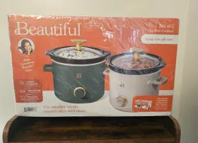Beautiful By Drew Barrymore 829486294877 2 Quart Slow Cooker Set Pack Thyme Green Porcini Taupe