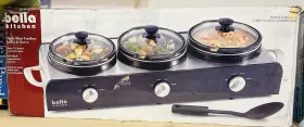 3x2.5qt Bella 13271 Kitchen Stainless Steel Triple Slow Cooker Buffet And Serve - New