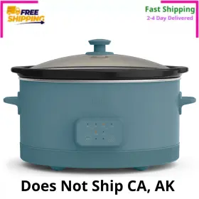 Bella 15120663304 6 Quart Digital Slow Cooker Ceramic Nonstick Adjustable Timer Surf Blue New