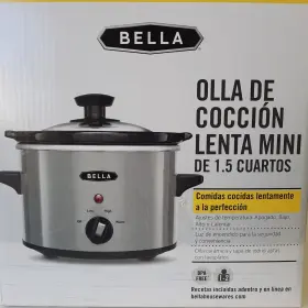 17170 Bella 1.5- Quart Slow Cooker Crock With Tempered Glass Lid Stainless Steel B4
