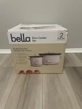 1887016 Bella Slow Cooker Set- 6 Quart Programmable Up To 10 Hrs Low High Warm Control