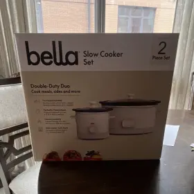 22861a Bella Double-duty Duo Slow Cooker Set 6 Quart And 2qt Programmable Dishwasher Safe