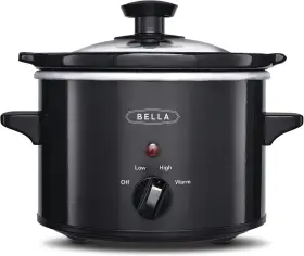 Bella 313050415480 Electric Slow Cooker 1.5 Qt Portable Mini Rice Soup Warmer Black