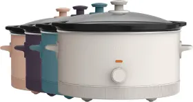 35120 Bella 6.0 Quart Manual Slow Cooker Evergood Ceramic Nonstick 6 Quarts Oatmilk