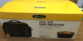 Yoro-18n-l Bella 829486145810 New 24lb/18 Quart Black Whole Turkey Roaster Oven Easy Cooking