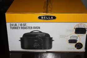 Bla14581 Bella Nib Turkey Roaster Oven Large Sized Turkeys Up To 24 Ibs 18 Quart Black