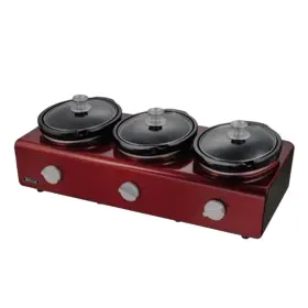 13583 Bella Cucina Triple Slow Cooker Buffet And Serve 3 X 1.5 Quart Color Red/black 13583 Bella Cucina Triple Slow Cooker Buffet And Serve 3 X 1.5 Quart Color Red/black