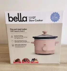 Ly-1502r Bella 1.5 Quart Slow Cooker With 3 Heat Manual Control Ceramic Nonstick Blush Pink
