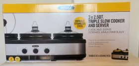 Mz-th3015c Bella Kitchensmith By Triple Slow Cooker And Server Brand New