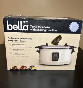 90232 Bella Pro - 7- Quart Programmable Slow Cooker With Searing Function Oatmilk
