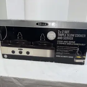 Yde-1110c Bella 3 X 2.5 Quart Triple Slow Cooker And Server 7.5 Total Model# Yde1110c