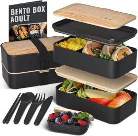Bh-301bb Bentoheaven Premium Bento Box Adult Lunch 40 Oz / 1200 Ml Symph-onyx