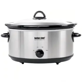 Im-469s Better Chef 6-quart Oval Stainless Steel Slow Cooker Removable Stoneware Crock