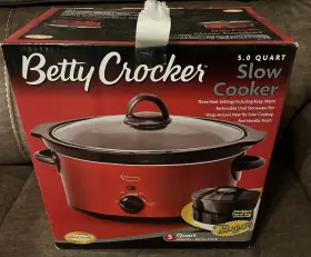Bc-1544c Betty Crocker Nib 5-quart Slow Cooker Crock Pot Travel Bag Recipe Red