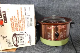 Scc-70 Betty G Nos Vintage Slow Crock Cooker 5 Quart Avocado Green And Copper Mcm Large Box