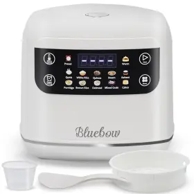 Bluebow 725086753762 Digital Rice Cooker 6-cup/2.1 Quart Small Maker 10 Presets White